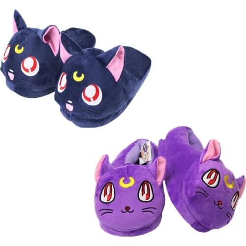 28cm Anime Sailor Moon Plush Slippers Soft Stuffed Dolls Winter Warm Shoes for Adults