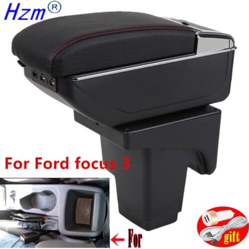 For Ford focus 3 Armrest Interior Parts special Retrofit parts For Ford Focus III Car Armrest Center Storage box with USB LED