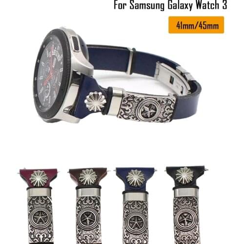 22mm 20mm High Quality PU Leather Strap for Samsung Galaxy Watch 3 Band 41mm 45mm/46mm/42mm/Active 2 1 Bracelet