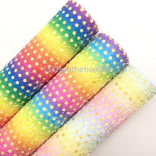 1PC 21X29CM Rainbow Chunky Glitter Leather, Polka Dots Glitter Leather Sheets For Making Bows LEOsyntheticoDIY 9S48