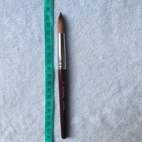 No./12/14/16/18/20 Nail Brushes Nail Tool Red Handle Pure Acrylic Kolinsky Round Sable Brushes Painting Nail Acrylic Brush 1pcs