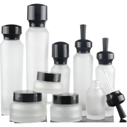120ml 100ml 50ml 30ml 20ml Frost Glass Lotion Pump Toner Packing Bottle Essential Oil Vials 50G 30G 20G Empty Cream Jar 10pieces
