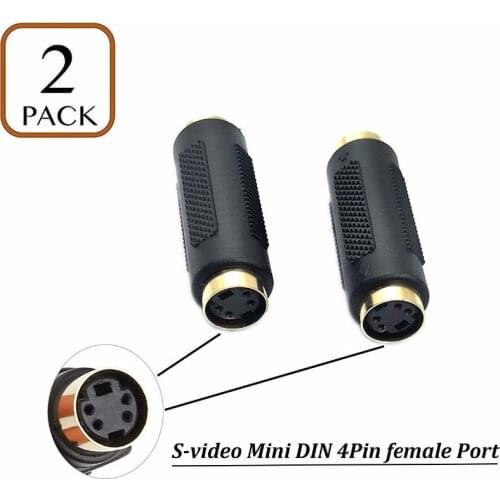 2Pack) S-Video Adapter Female to Female Coupler/Gender Changer, Mini Din 4 PIN Female to Female S-Video Coupler Extender Adapte