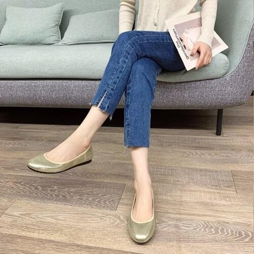 2021 Ladys Spring,Summer Flat Shoes,Women Flats Loafers Shallow,Black,Solid Color,Round toe,Classic,Comfortable,Rubber Sole