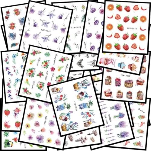 LCJ 2021 Hot Cake/Ice Cream Nail Sticker Mixed Colorful Designs Women Makeup Water Tattoos Nail Art Decal