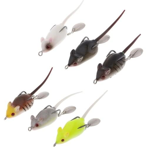 3pcs Long Tail Mouse Fishing Lures 3D Artificial Rat Lures Weedless Lures Mice Baits for Bass, Perch, Snakehead