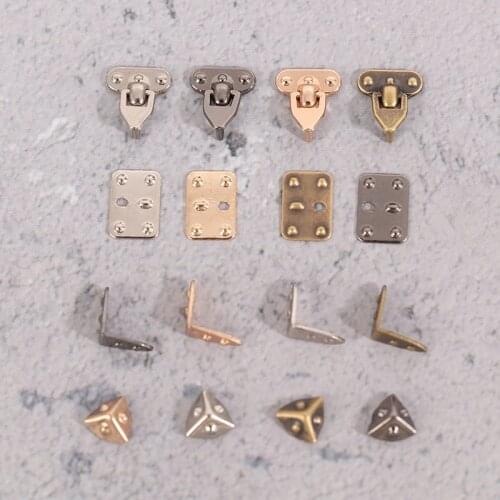 4Pcs/set Mini Metal Crafts DIY Doll Bag Parts Doll Suitcase Box Lock Box Accessories
