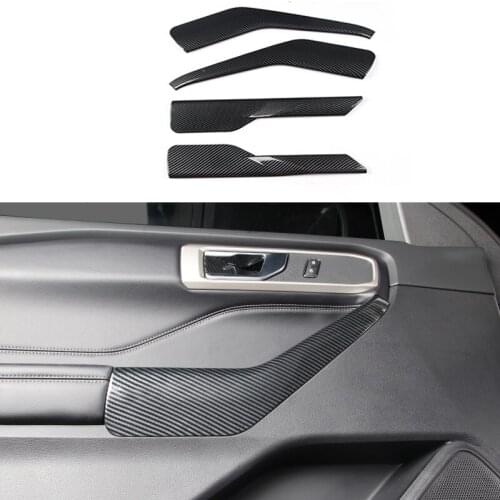 Car Accessories Interior Decoration ABS Carbon Door Side Inner Armrest Cover Trim Fit for Ford Explorer U625 2020 2021