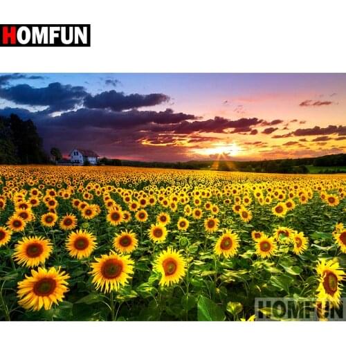 HOMFUN Full Square/Round Drill 5D DIY Diamond Painting "Sunflower landscape" Embroidery Cross Stitch 3D Home Decor Gift A11573