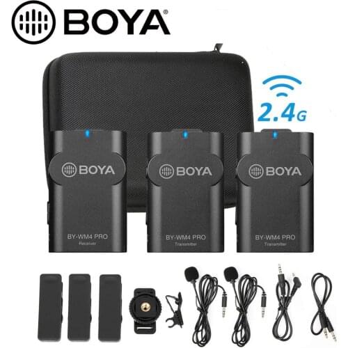 BOYA BY-WM4 Pro K1/K2/K3/K4/K5 2.4G Wireless Microphone Vlog for DSLR Camera Smartphone for Canon Nikon iOS iPhone 12 Phone Mic