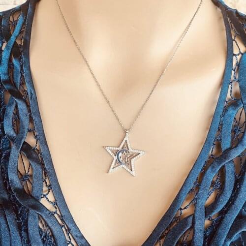 Star 925 Sterling Silver Necklace Women Girls Gift Jewelry Accessories Fashion Handmade Elegant Chain