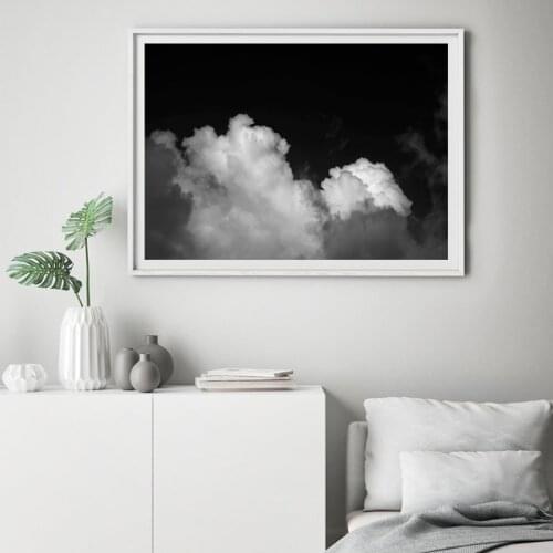 Black and White Cloud Poster Prints Above Bed Wall Decor , Modern Minimalist Wall Art Picture Canvas Painting Bedroom Home Decor