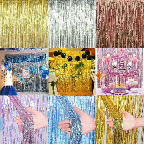 Wedding Birthday Anniversary Party Backdrop Decoration Curtains Glitter Tinsel Fringe Curtain Bachelorette Festival Party Decor