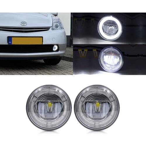For Toyota Highlander /Highlander Hybrid Prius Echo Mr2/Spyder Scion XA Front Bumper DRL Halo Led Fog Lights Kits Auto Daylight