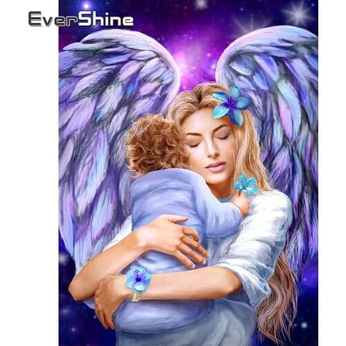 EverShine Diamond Painting Full Drill Square Portrait Diamond Embroidery Angel Picture Baby 5D Rhinestones Mosaic Wall Decor