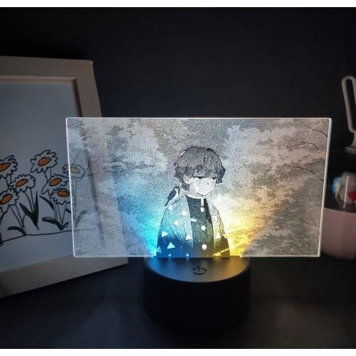 Manga Demon Slayer Figure Agatsuma Zenitsu 3D LED Two Tone Lamp Battery Night Light Anime Kimetsu no Yaiba Table Desk Decoration