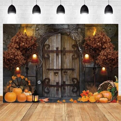 Yeele Halloween Backdrop Autumn Wood Gate Pumpkin Light Background Baby Portrait Photographic Photocall Photography Photo Studio