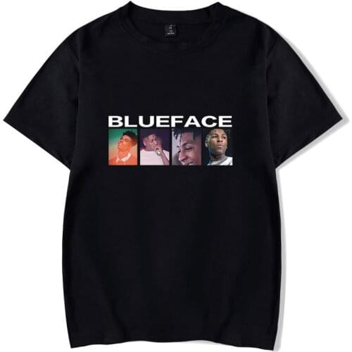 Rapper BlueFace t shirt Men/women Fashion Hip Hop Cotton Streetwear Casual BlueFace Mens t shirt Plus Size Summer black Clothes