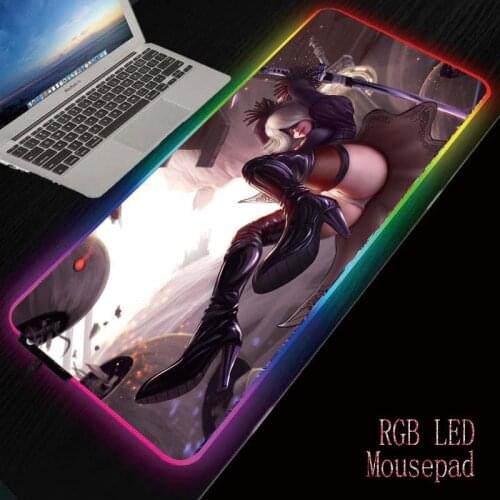MRGBEST RGB Anime Nier Automata Girl RGB Gaming Large Mousepad LED Lighting USB Keyboard Colorful Desk Pad for PC Laptop Desktop