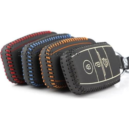 1pc Leather Metal Remote Smart Key Case Ring Key Chain Cover For Kia Sportage 2011 2012 2013 2014