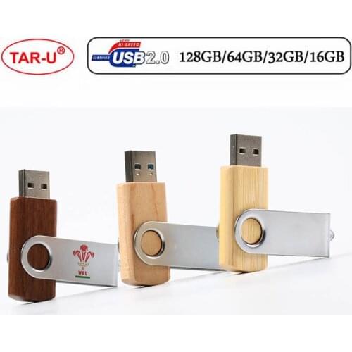 Creative Wooden Swivel USB Flash Drive Personalized Photo Logo 4GB 8GB 16GB 32GB USB 2.0 Pendrive Custom Logo for Wedding Gifts