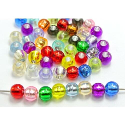 200 Mixed Color Silver-plate Foil Hole Pony Round Beads 8X6mm for Kandi Bracelets Crafts Kids
