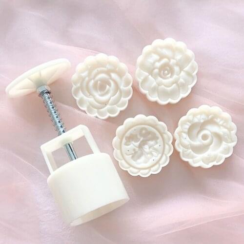 Moon Cakes Moulds Round Design Hand Pressure Fondant Decoration Cookie Cutter for Kitchen Baking Mooncake Baking Gadgets