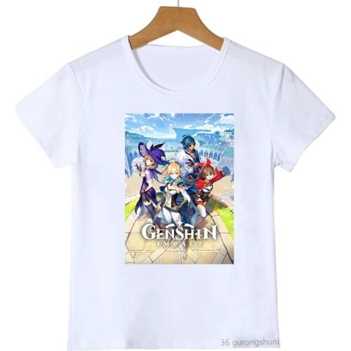 Fashion new girls t-shirt anime video game Genshin Impact cartoon print boys tshirt summer casual boy/girl general clothing tops