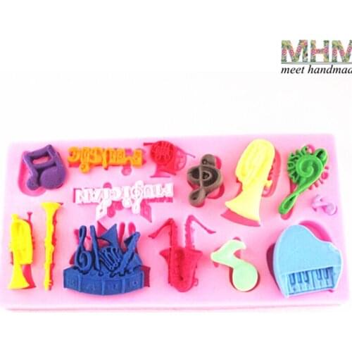 Musical Instrument Piano Trumpet Silicone Fondant Soap 3D Cake Mold Cupcake Jelly Candy Chocolate Decoration Bakin11.5*5.7*0.9cm