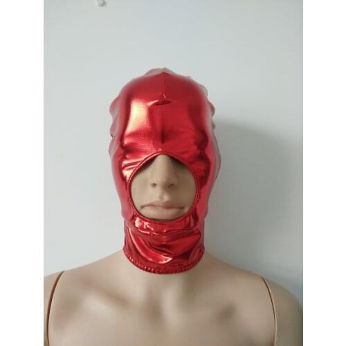 Custom made Halloween cosplay Adults Shiny Metallic Hood Mask open mouth and norse