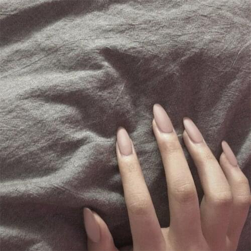 24pcs/box Khaki Single Color Frosted Fake Nails press on Wearable Detachable Round Long Healthy Finished Nail tips Patches