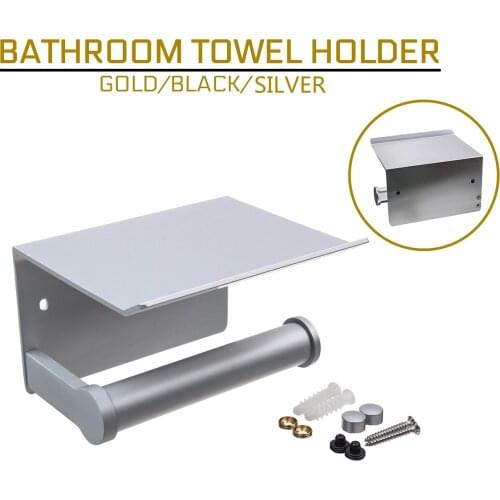 Bathroom Toilet Towel Paper Holder with Tissue Boxes Shelf Towel Rack Black Phone Holder Wall Mount WC Rolhouder Paper Holder