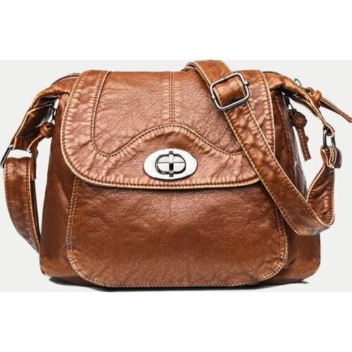 New Summer Crossbody Shoulder Bags For Women Vintage Handbag Female Soft Washed Leather Purses and Handbags Designer Clutch Sac