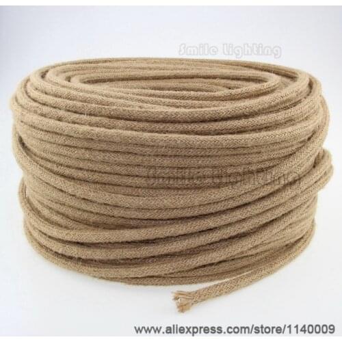Wholesale 50m 100m Vintage Hemp Cord Retro Loft Industrial Pendant Light Cord Electrical Wire Flexible Fabric Cable