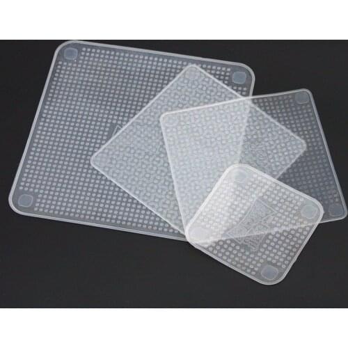 4Pcs Food Grade Silicone Food Wraps Clear Food Fresh Keep Covers Insulated Pads Kitchen Cooking Gadgets Reusable Anti Slip Mats