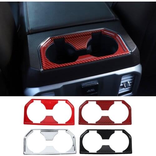Fit for Ford F150 2015-2021 ABS Rear Armrest Box Water Cup Holder Panel Cover Decoration Trim Interior Car Accessories