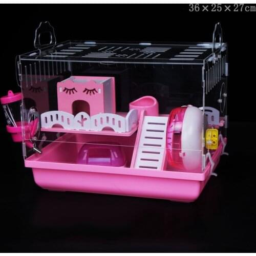 Hamster Cage Tray-Style Hamster House Acrylic Cage Guinea Pig Villa Transparent Small Pet Feeding Box Pet Supplies