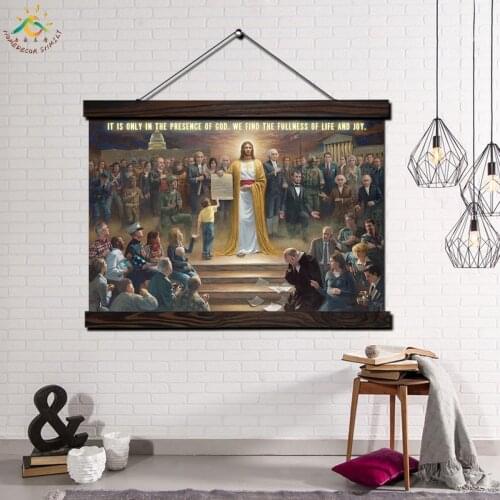 Jesus Presend of God Single Vintage Posters and Prints Scroll Painting Canvas Wall Art Pictures Frame Painting Home Decoration
