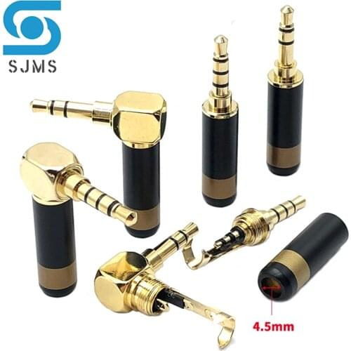 Gold plated Stereo with Clip 3.5 mm 3 Pole 4 Pole Repair Headphone Cable Audio Plug Jack Connector Soldering for 4.5mm 6mm Cable