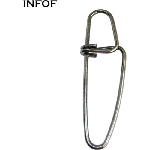 INFOF 200-pieces Lure Snap Fishing Swivel Hook Insurance Snap #0-#8 Stainless Steel Fishing Connector Feeder Carp Fishing Gear