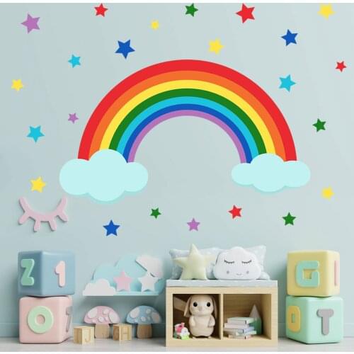 Rainbow stars colorful clouds creative wall stickers living room bedroom background wall decoration wall stickers