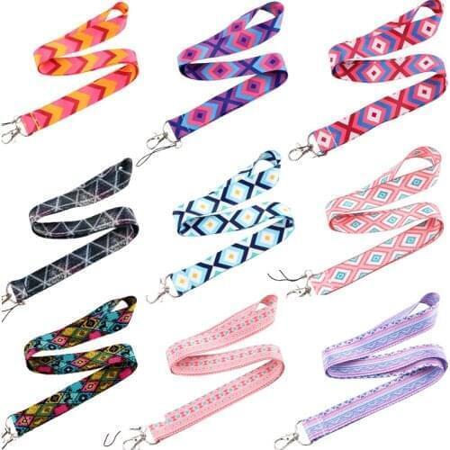 20pcs/lot BH1554 Blinghero Color Rhombus Art Lanyard For Keys Geometry Phone Lanyard Neck Strap Keychain Lanyard ID Badge Holder