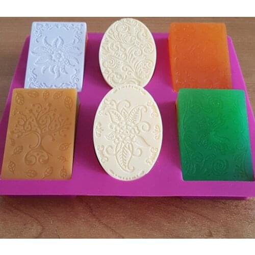 Silicone Soap Mold for Soap Making 3D 6 Forms Oval Rectangle Soap Mould Handmade Craft Flowers Bathroom Kitchen Soap Mold