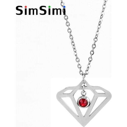 Simsimi Gem shape & birth stones charm Choker for women female jewelry stainless steel Origin fashion necklaces gift jewelry