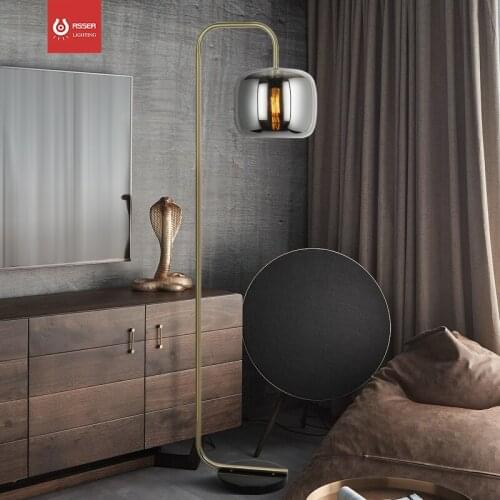 Nordic Modern Floor Lamp American Simple Creative Metal Glass Villa Living Room Light Luxury Floor Lamp Bedroom Standing Arc Lam