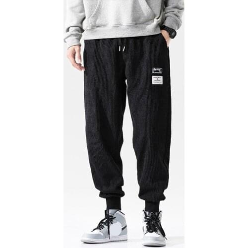 Corduroy Joggers For Men Oversize Male Sportswear Husband Brand Clothing Drawstring Mens Streetwear Fashion Fleece Autumn Winter