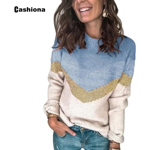 Plus Size 3xl Women Autumn Sweater New Pactwork Jumper Knitting Sweaters Fashion Tops Pullovers Womens Winter Warm Clothing 2021