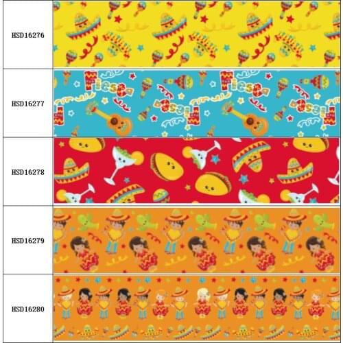 10yard New Arrival Mexico Festival Printed Grosgrain Ribbon Accessory Hairbow Headwear Decoration DIY Wholesale OEM 38MM 75MM