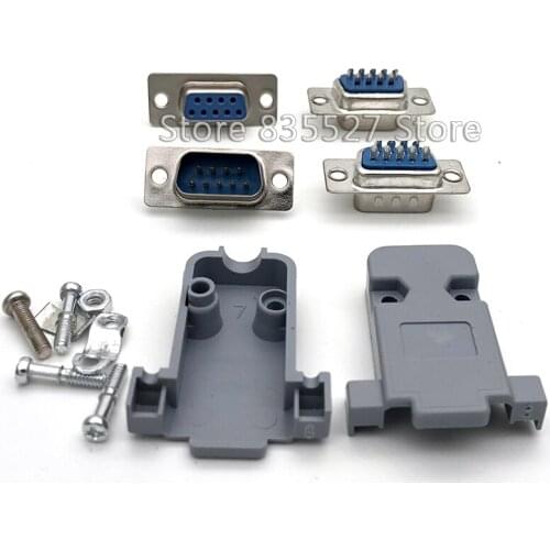 100PCS/LOT RS232 DB9 DB-09 serial port connector 9pin Female / Male / Shell socket/Plug head 2 rows copper COM socket adapter