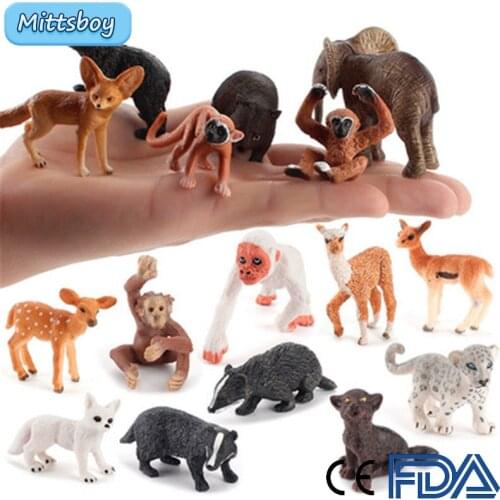 16Pcs Simulation Wild Animal Simulation Figure Deer Monkey Fox lion Educational Toy for Children Toy Figure Collection Toy Gift